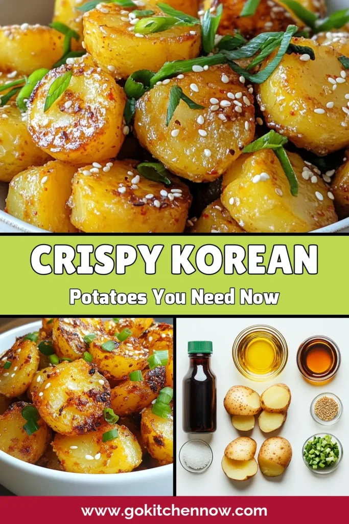 Discover the irresistible flavor of Crispy Korean Potatoes, a must-try Gochugaru Potato Recipe! These Baked Baby Potatoes are the ultimate Korean Snack Recipe, combining the warm spices of gochugaru with crispy perfection. Enjoy them as a delightful side or a savory snack, garnished with sesame and green onions. Click to get the full recipe and elevate your snacking game today! #CrispyKoreanPotatoes #KoreanSnackRecipe #GochugaruPotatoRecipe #SesameGarlicPotatoes