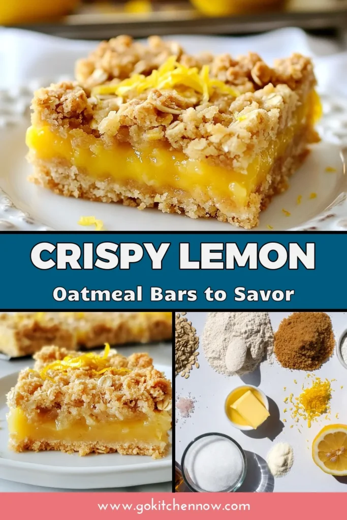 Indulge in these delicious Lemon Oatmeal Crumble Bars, the perfect Lemon Dessert Recipe for any occasion! Packed with zesty lemon flavor, these Healthy Lemon Crumble Bars are a guilt-free treat. Enjoy the satisfying crunch of Oatmeal Bars with Lemon and get ready to impress your friends with this Easy Lemon Dessert Bars recipe. Don’t forget to save this recipe for your next baking adventure! #LemonDessert #HealthyDesserts #OatmealBars #EasyBaking