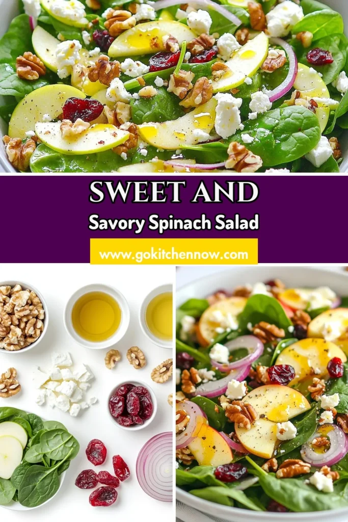 Discover the deliciousness of Apple Feta Spinach Salad, a perfect blend of flavors that makes for a refreshing option among healthy salad recipes. This spinach salad with fruit is packed with fresh ingredients and topped with creamy feta cheese, creating an easy salad recipe ideal for any occasion. Whip up this vibrant dish in just 15 minutes! Save this recipe for your next meal! #AppleFetaSalad #HealthySaladRecipes #EasySaladRecipes #SpinachSaladWithFruit