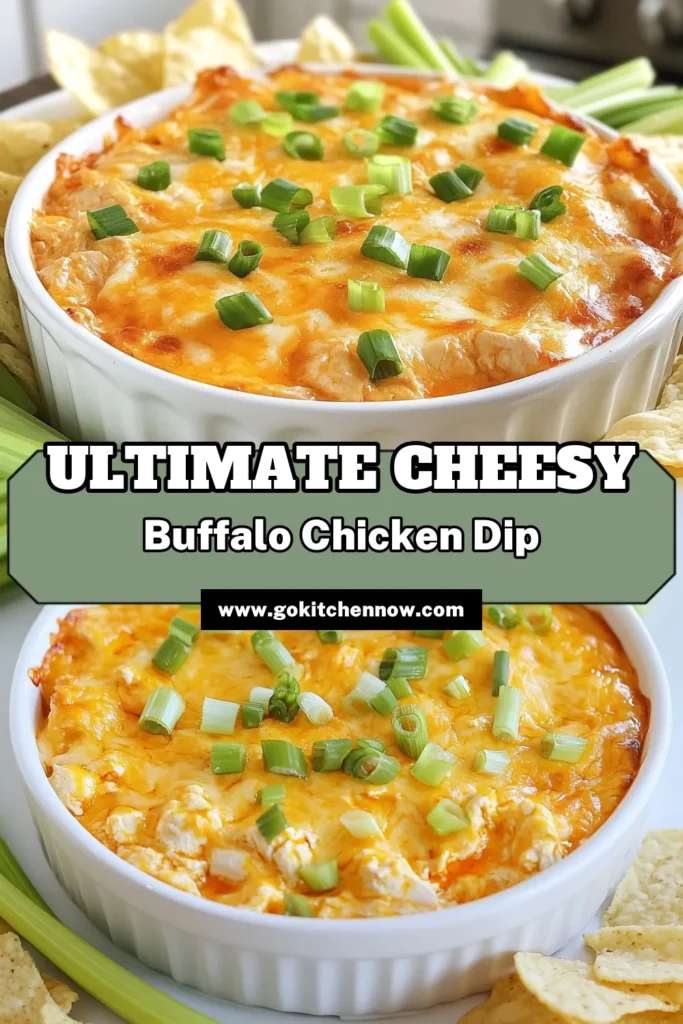 Elevate your game day with this delicious Buffalo chicken dip recipe! This creamy buffalo chicken dip is made in a slow cooker for ultimate convenience. Packed with cheesy goodness and just the right amount of spice, it's the perfect cheesy spicy dip for all your gatherings. Serve it with tortilla chips or celery sticks and watch it disappear! Save this easy slow cooker buffalo chicken dip recipe for your next party! #BuffaloChickenDip #GameDayAppetizers #CheesyDip #SlowCookerRecipes