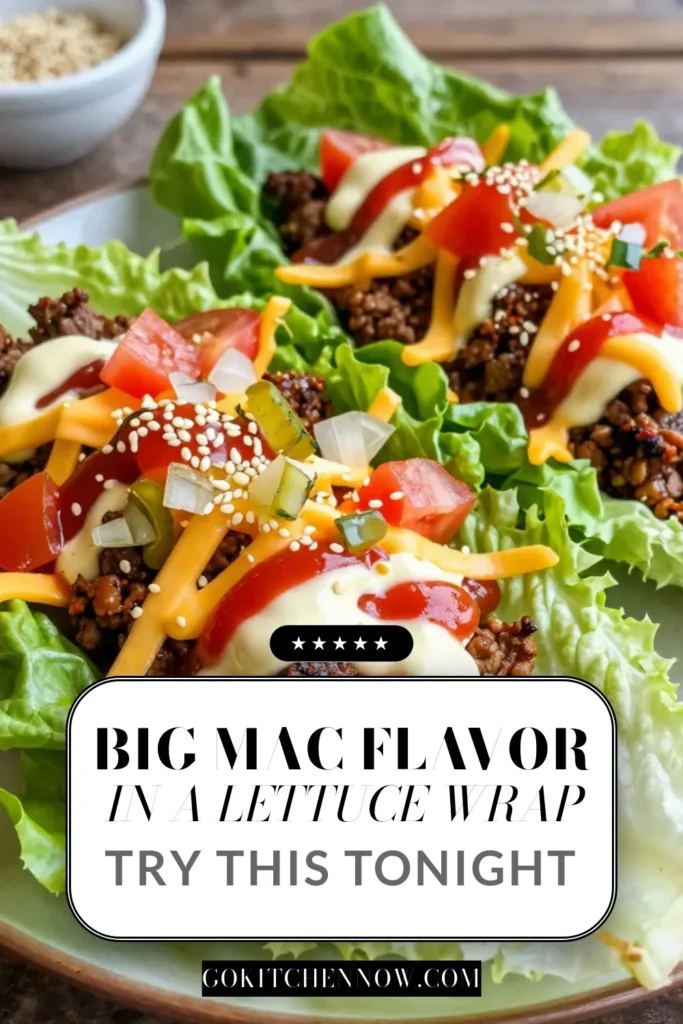 Discover the deliciously healthy Big Mac lettuce wraps that won't derail your diet. This low carb Big Mac recipe combines seasoned ground beef with all your favorite toppings in easy lettuce wraps, making the perfect healthy burger wraps for meal prep or a quick dinner. Perfect for both keto lovers and busy individuals, these ground beef lettuce wraps are a must-try. Save this recipe for a flavorful twist on a classic! #BigMacLettuceWraps #LowCarbRecipes #HealthyEating #EasyRecipes