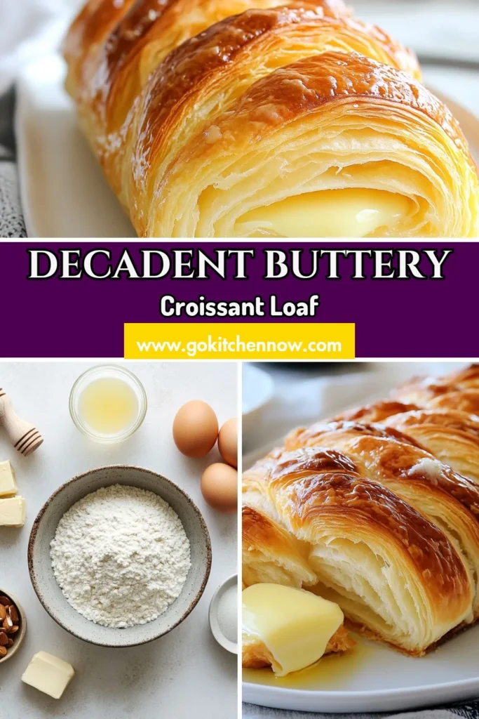 Indulge in the irresistible flavor of a buttery croissant bread loaf with our easy croissant recipe. This homemade croissant loaf recipe yields a flaky bread loaf that's perfect for any occasion. Top it with almond slices for a delightful crunch! Impress your family and friends with this simple recipe that brings a taste of France to your kitchen. Try it today and enjoy warm, fresh slices! #ButteryCroissant #HomemadeBread #CroissantRecipe #BakingDelights