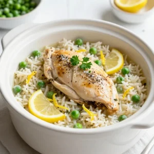 Slow Cooker Lemon Herb Chicken and Rice Delight